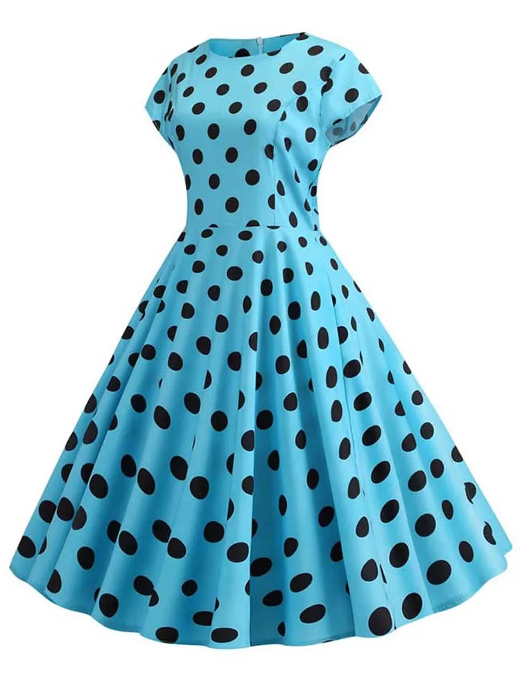50s 60s Retro Music Note Print Swing Vintage Dress — Casual Party Rockabilly Dress