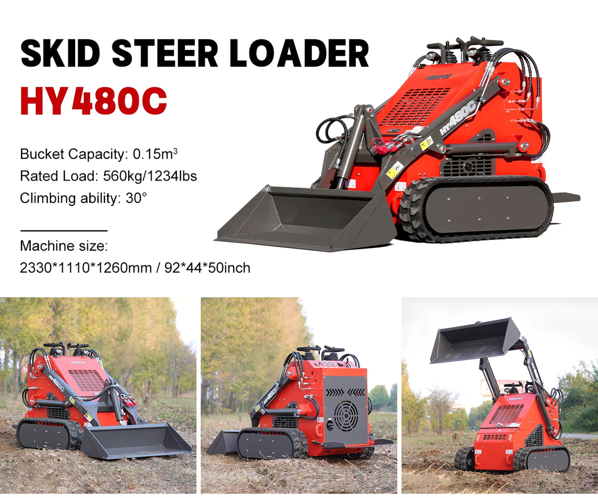 Huayee Kubota Compact Wheel Loader – 14HP Multifunctional Skid Steer for Construction & Home