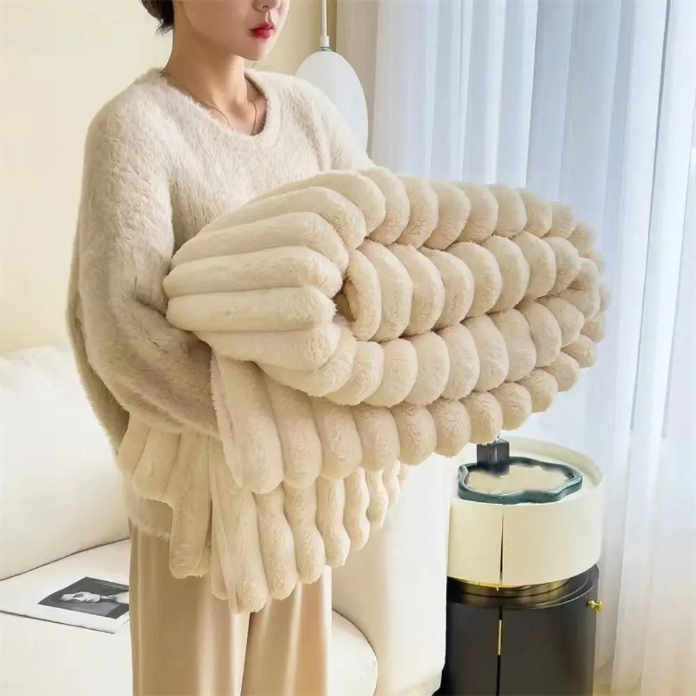 Double-Sided Jacquard Throw Blanket – Warm & Breathable Cotton-Bamboo Blend, 6 Colors