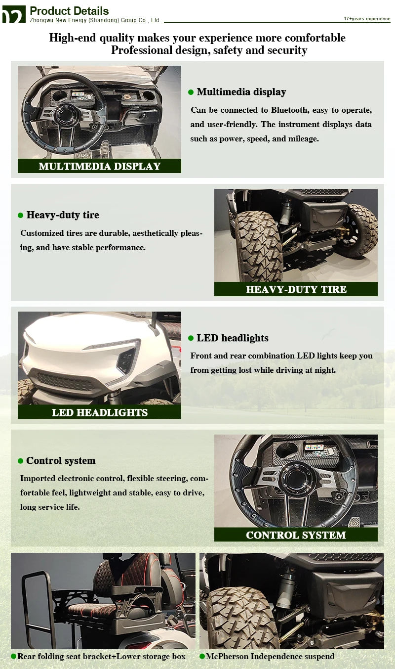 4 / 6 Seat Electric Golf Cart — Club Car Style Off-Road Electric Carrito with G-Wagon Seats & Petrol Option