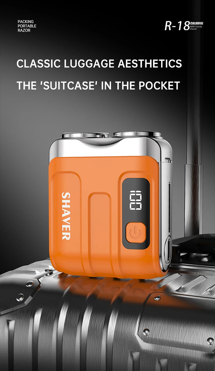 Mini Electric Smart Shaver – Digital Display, Dual Blade Rechargeable Beard Trimmer for Home & Car