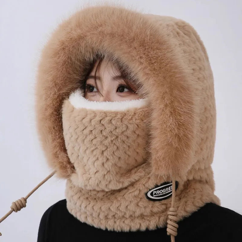 Women's Plush Winter Hood with Face and Neck Cover