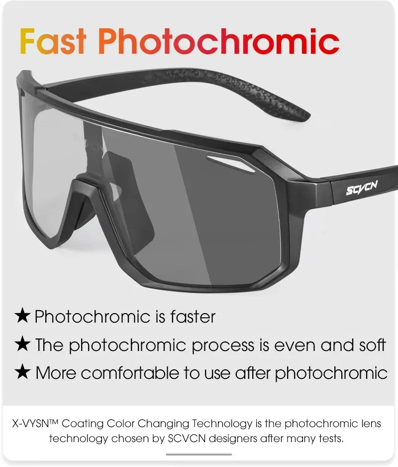 Photochromic Cycling Sunglasses | Men Women Mountain Bike Road Outdoor Sports Hiking Goggles