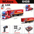1:64 Mini Alloy RC Container Truck with Trailer – 4WD Drift Remote Control Tractor for Kids