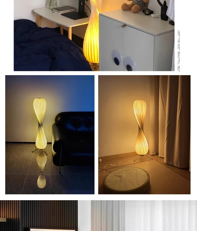 Sculptural Floor Lamp – Twisted Shade Design