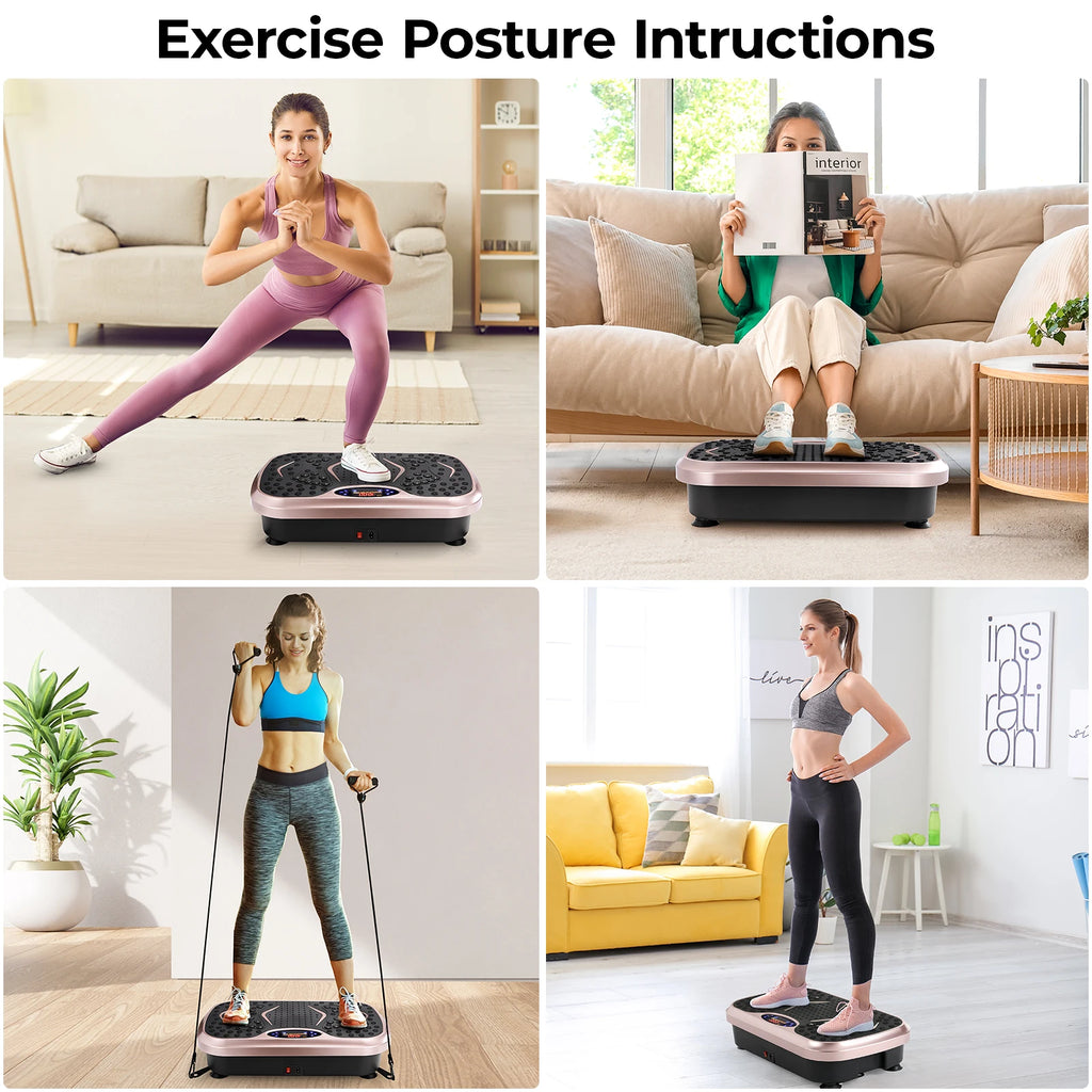 Vibration Plate Exercise Machine – Whole Body Workout Platform with Loop Bands for Home Training