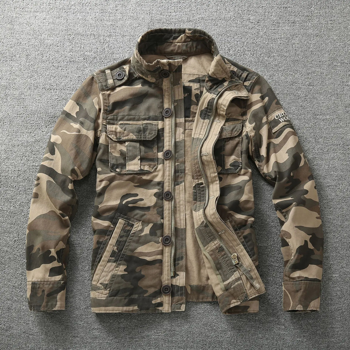 Men's Camouflage Cotton Work Jacket – Stand Collar