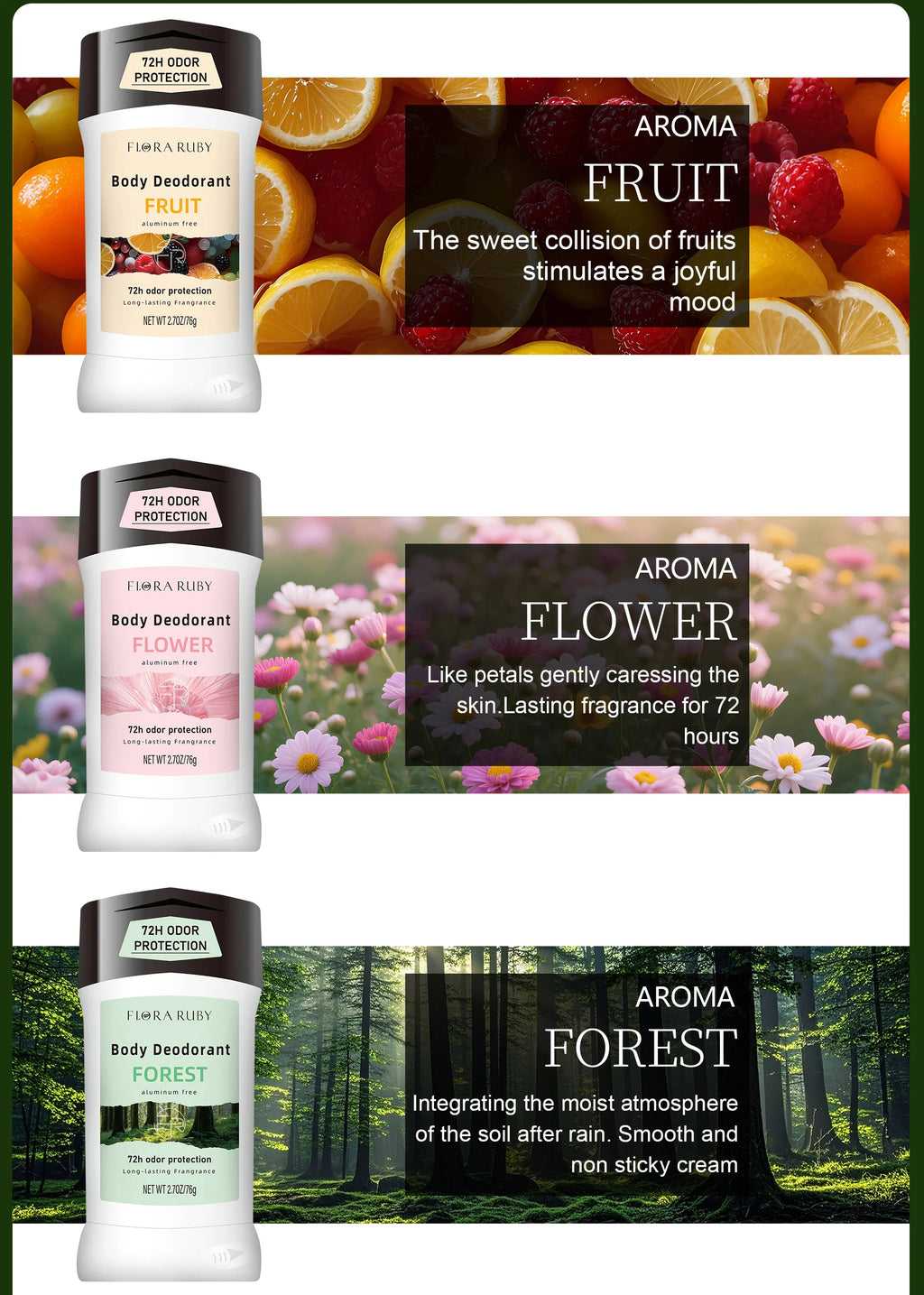 72H Deodorant Stick – Forest Scent Unisex Body Care 76g