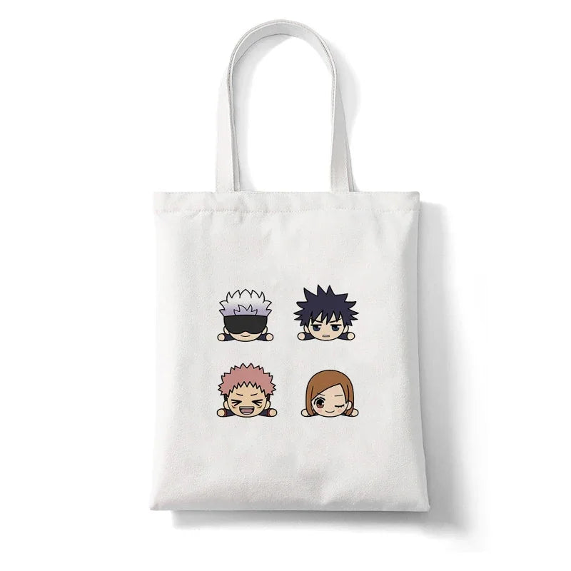 Jujutsu Kaisen Anime Canvas Tote Shopper Bag – Large Reusable Shoulder Bag for Women