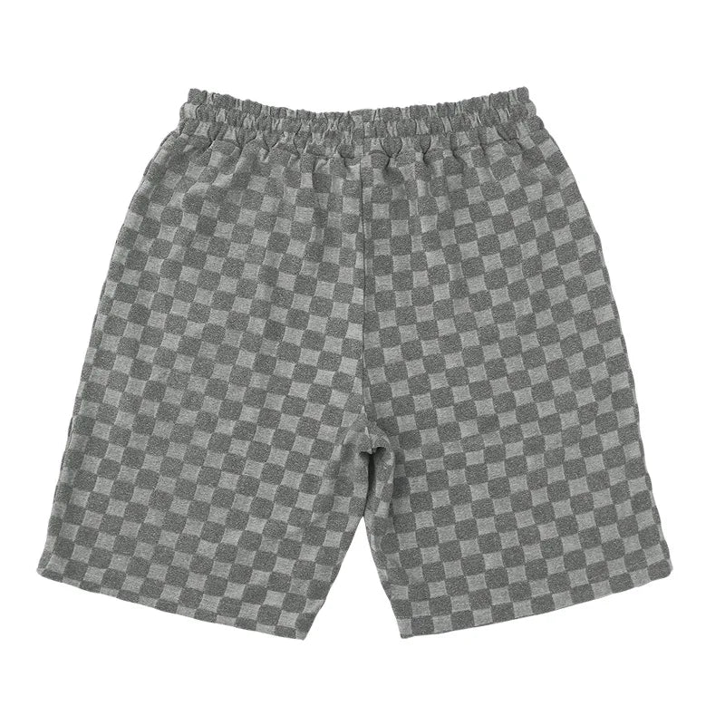 Men's Oversized Chessboard Plaid Shirt & Shorts Set – Loose Summer Leisure 2-Piece