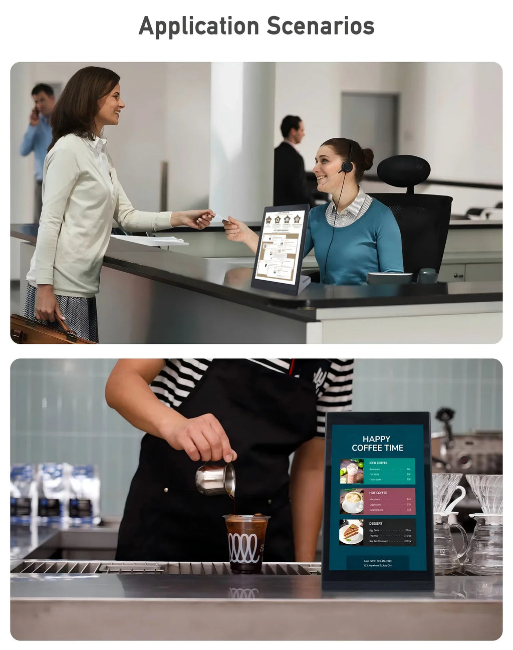 Android 13 Vertical Touch Screen POS Kiosk – 10.1", RK3568, 2GB RAM, Wi-Fi, NFC