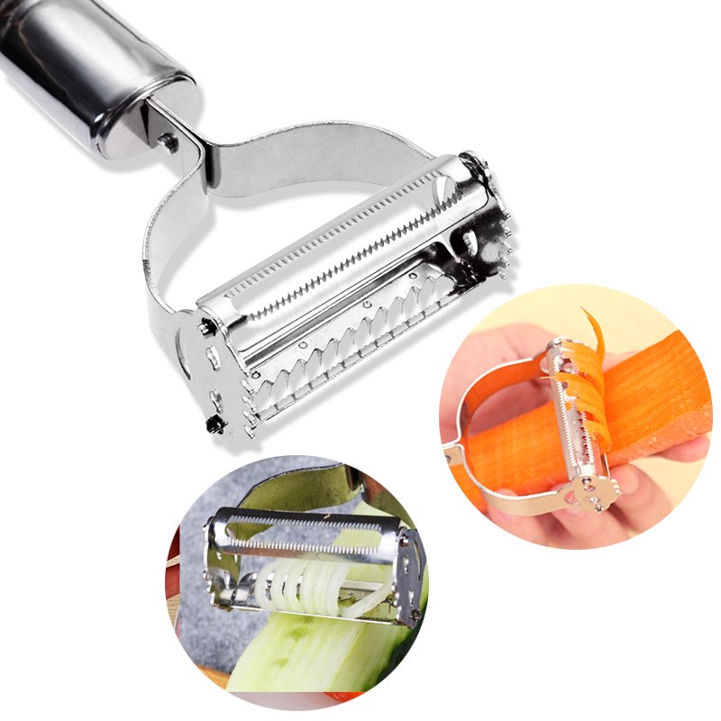 Peel & Grate in One Tool — Stainless Steel 2-in-1 Julienne Peeler & Grater | Potato, Cucumber, Carrot, Dishwasher Safe, 18cm
