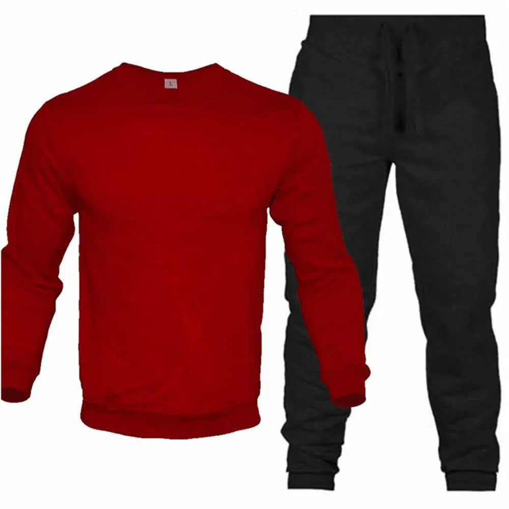 Men's Hooded Sweatshirt & Drawstring Pants Set – Casual Sport Running 2-Piece Tracksuit