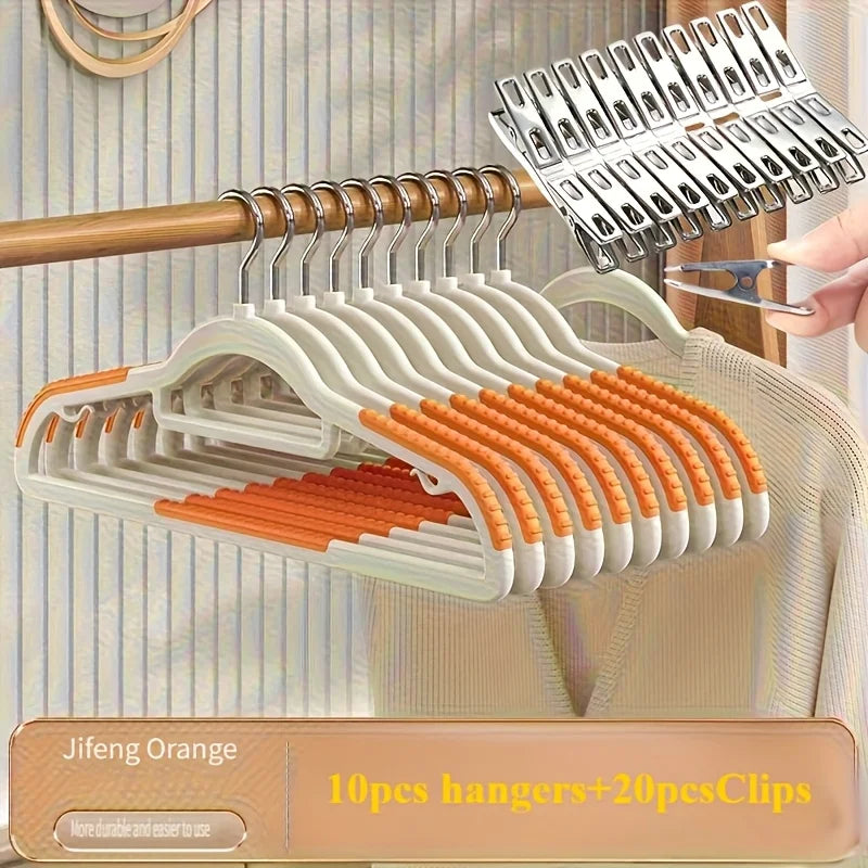 Velvet Clothes Hangers Set with Clips – 30 Pieces