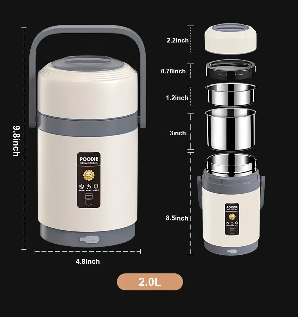 USB Heated Lunch Box – Stainless Steel 65°C Warmer