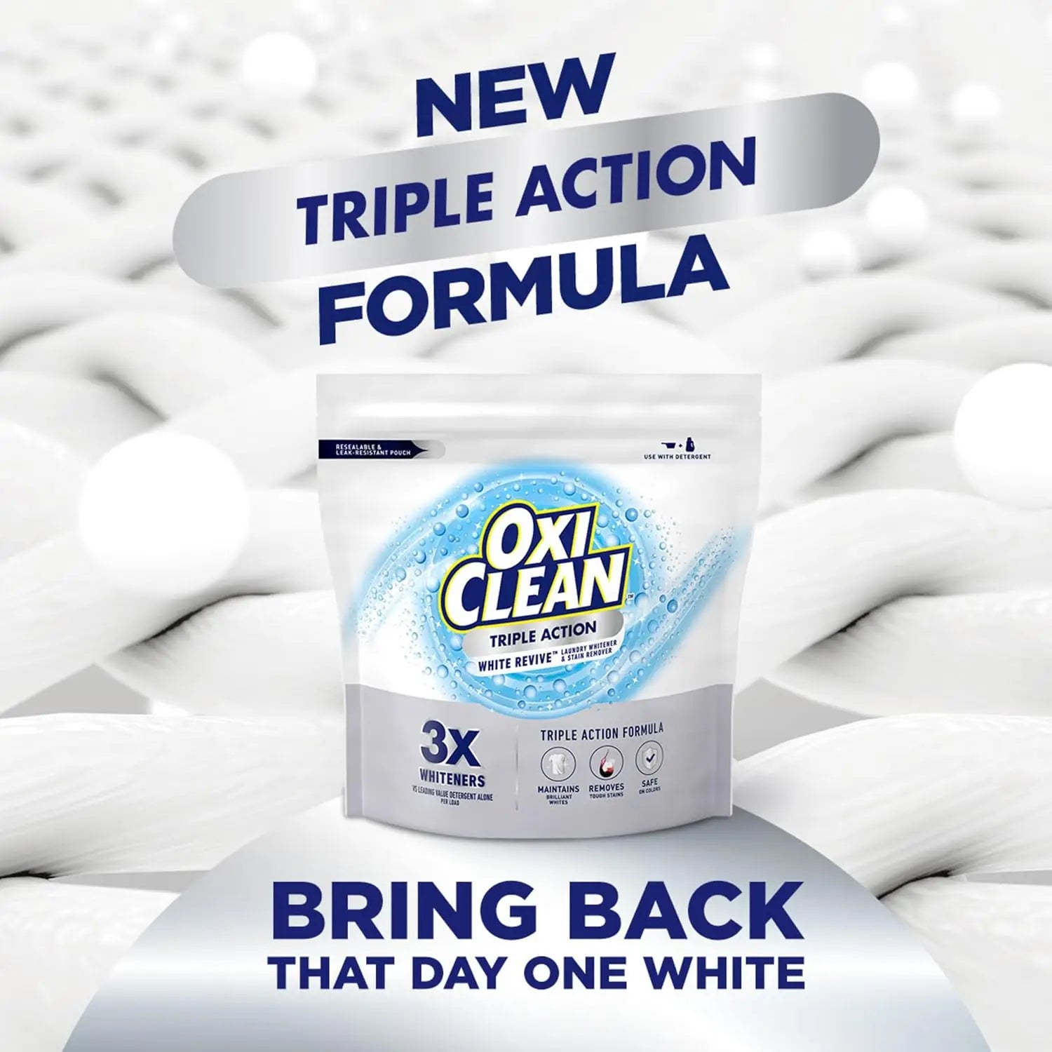 Brilliantly Bright Whites Every Wash — Laundry Whitener & Stain Remover Powder | 3X Whitening Power, Color-Safe, HE Compatible