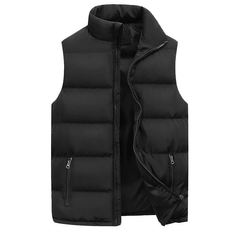 Men's Warm Sleeveless Vest Jacket — Waterproof Zipper Waistcoat for Autumn & Winter