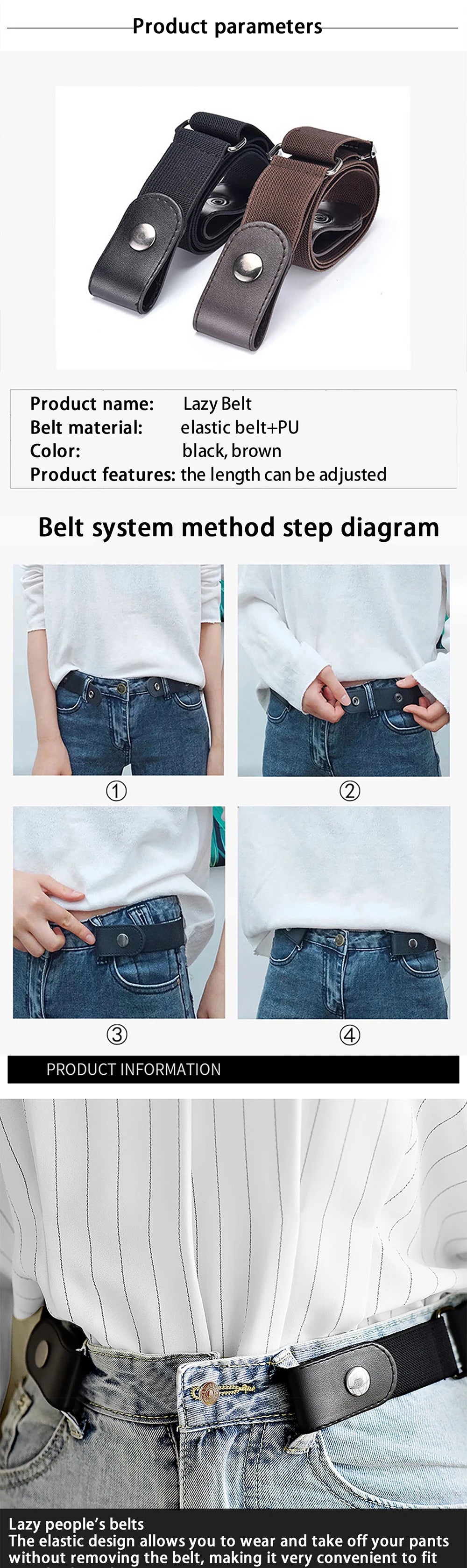 No-Buckle Elastic Invisible Belt for Men & Women
