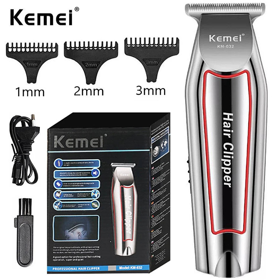 Kemei KM-032 Professional Hair Clipper & Beard Trimmer – Floating Head, Washable, USB Rechargeable