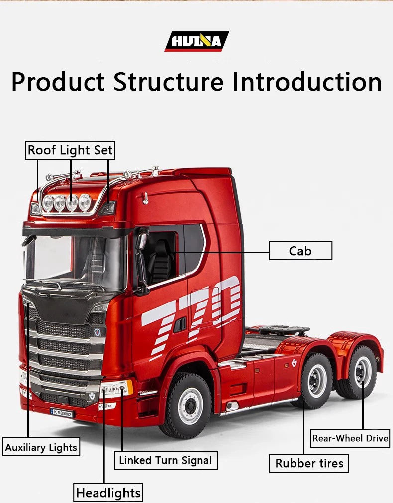 HUINA 1501 1/18 Scale 770S Alloy RC Engineering Tractor Truck with Light & Sound