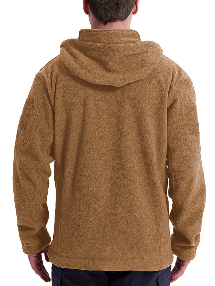 Men's Tactical Fleece Jacket – Full Zip Military Hoodie with Multi-Pockets for Hiking & Hunting