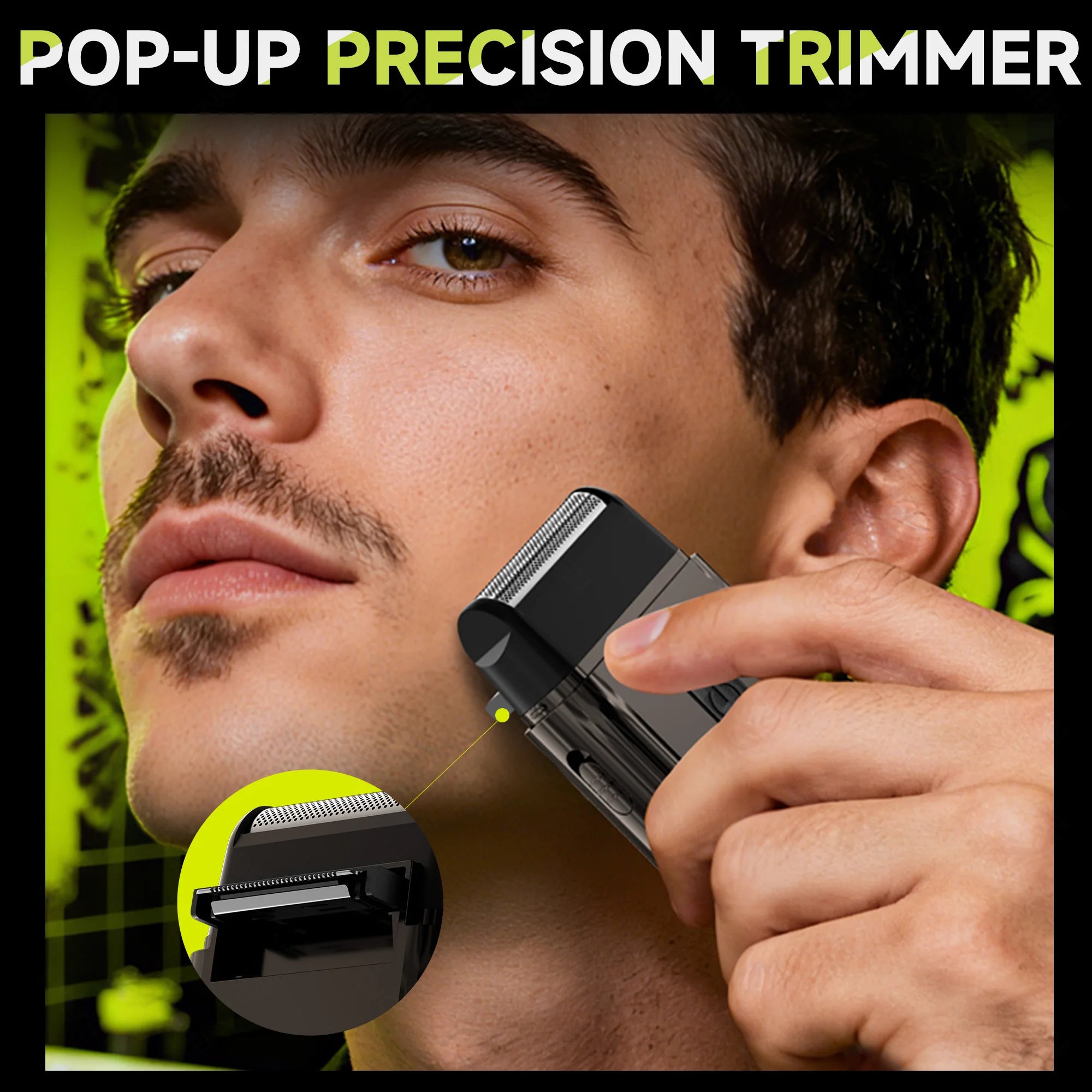 Compact Foil Electric Shaver — Pop-Up Precision Trimmer, Type-C Charging, 7000RPM