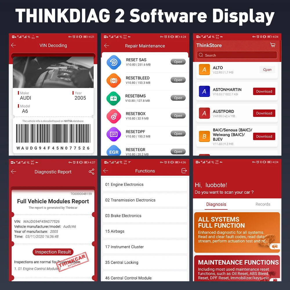 THINKCAR Thinkdiag 2 OBD2 Scanner — Full System Diagnostic Tool for All Car Brands