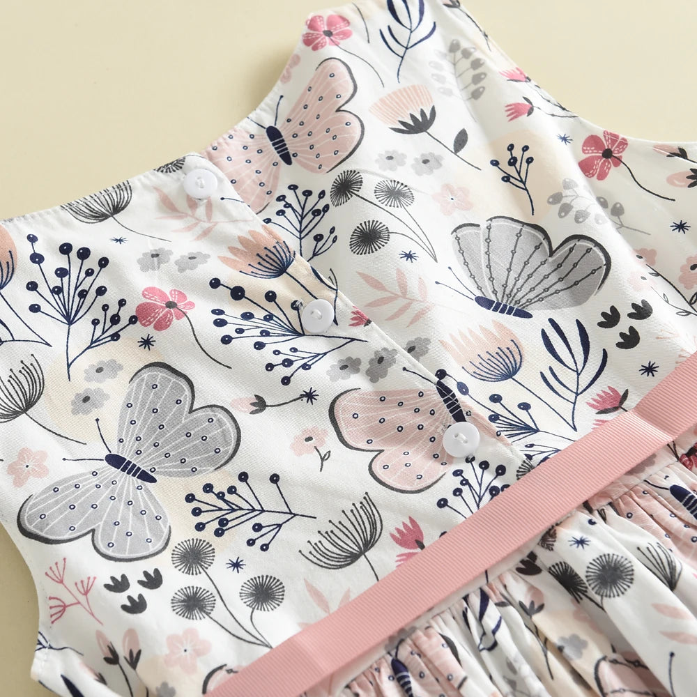 Floral Print Korean Girls Casual Dress — Summer Princess Dress for Children
