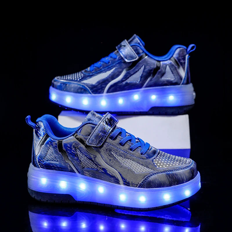 Children's LED Light Roller Skates – Multi-Functional Detachable Wheel Shoes, Size 29-41 for Students