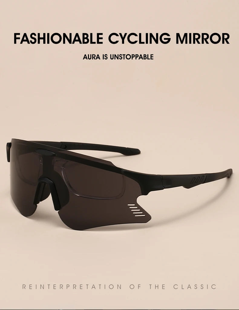 KAMMPT Oversized Sports Cycling Sunglasses | Mirror Anti-UV Windproof Protective Shades for Men & Women