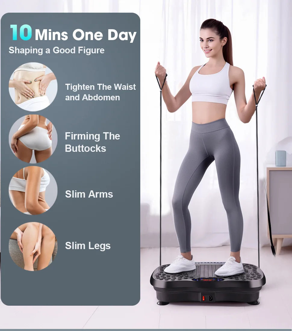 Vibration Plate Fitness Machine with Bluetooth Speaker — Fat Burning Full Body Workout Platform