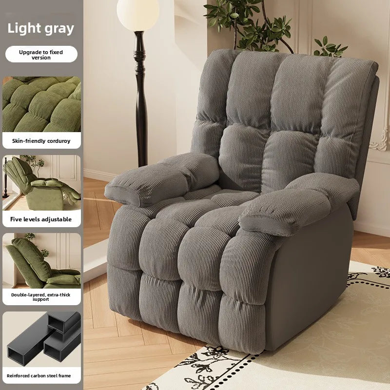 Five-Position Fabric Lounge Chair with Padded Arms
