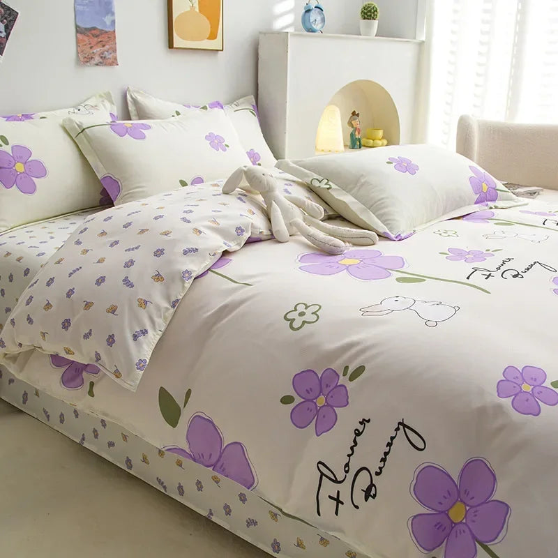 Cartoon Print Duvet Cover Set – Skin-Friendly 400TC Polyester, 3-Piece with 2 Pillowcases, 20 Designs & 4 Sizes