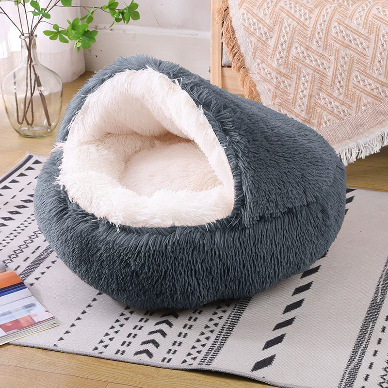 Round Plush Dog & Cat Bed – Warm Washable Pet Sofa Basket, Small to Large Dogs & Cats
