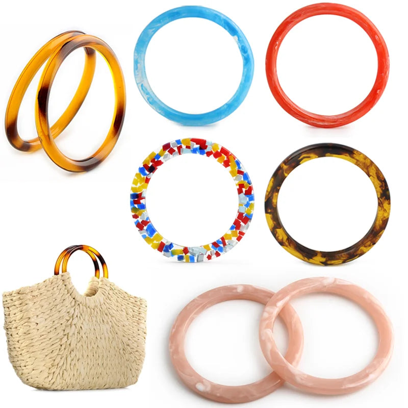 2PCS Circle Shape Resin Bag Handles Women's Bag Removable Plastic Wallet O-Ring DIY Handmade Wallet Accessories