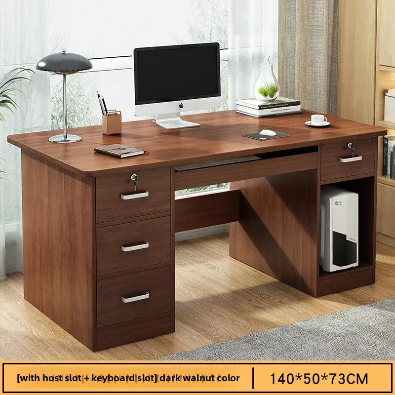 Modern Minimalist Writing & Computer Desk — Durable Wood Office Desk in Oak & Dark Walnut