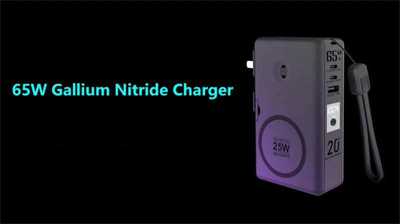 65W GaN 6-in-1 Power Bank with Qi2.2 25W Magnetic Wireless Charging for iPhone, Apple Watch & Laptop