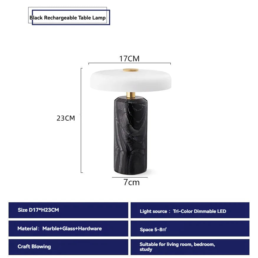 Marble Table Lamp – USB Charging & Touch Dimming