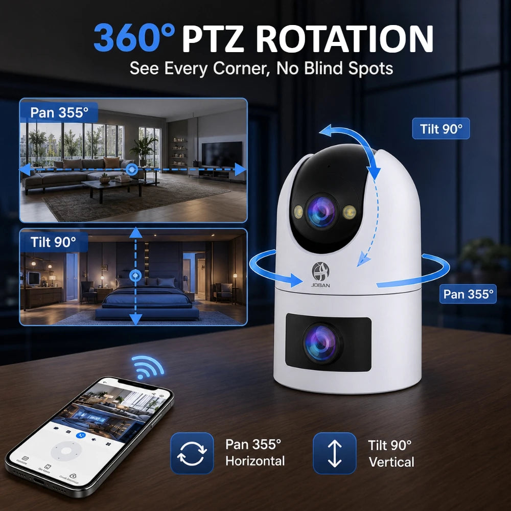 JOOAN Dual-Lens Wi-Fi Security Camera with Motion Alerts