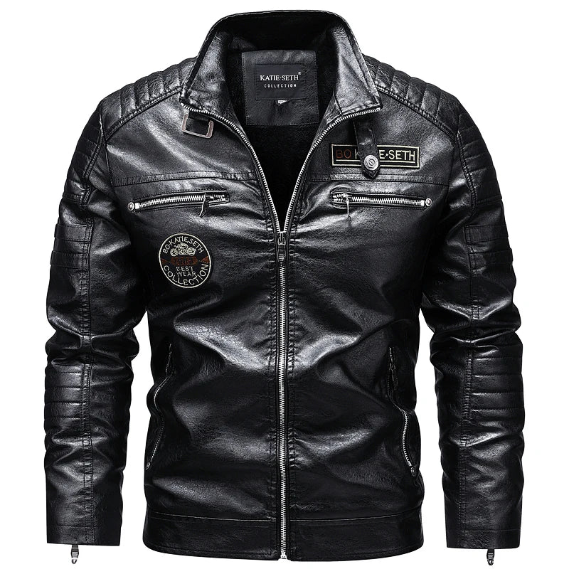 Men's Faux Leather Jacket – Slim Fit Casual Layer