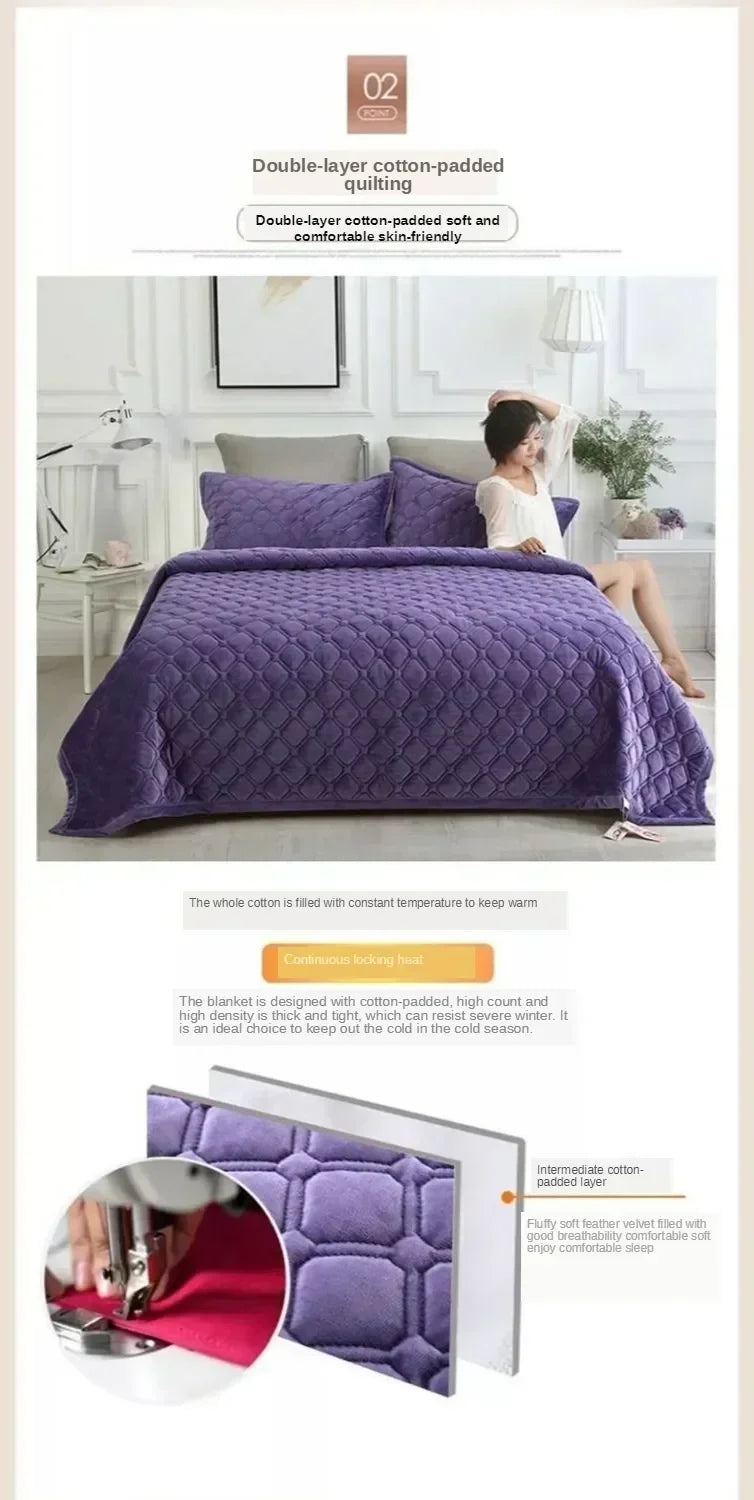 Flannel Geometric Bedspread – Super Soft Quilted Flat Sheet Blanket Cover, Twin to King