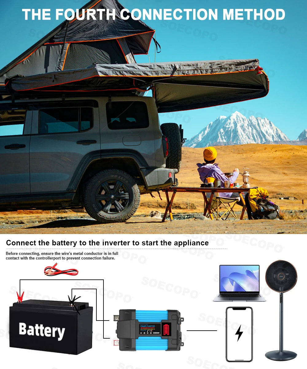 SOECOPO 6000W Solar Power System Kit – 200W x2 Panels, DC to AC Inverter, 100A Controller for Home & Camping