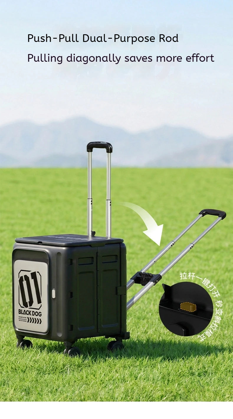 60L Foldable Storage Cart Wagon — 3-Speed Telescopic Handle & 360° Silent Wheels
