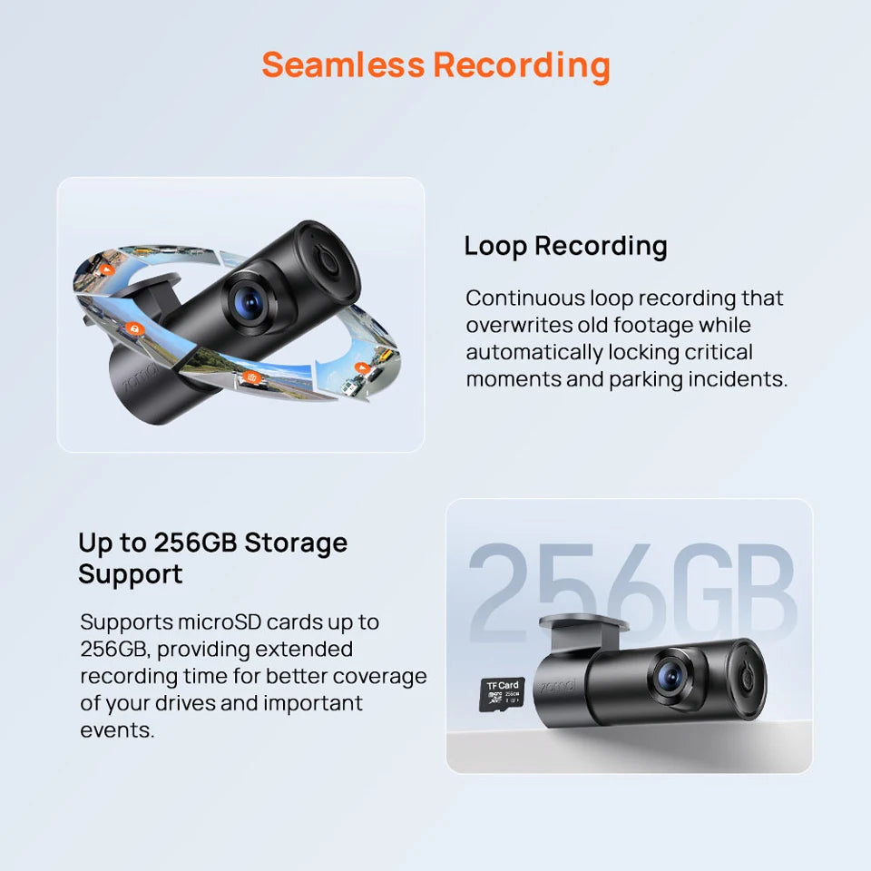 70mai M310 Plus 2K Dash Cam – 1440P QHD, 143° FOV, Voice Control, 24H Parking Guard, Night Vision