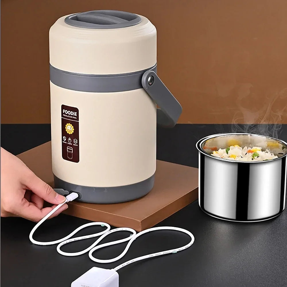USB Heated Lunch Box – Stainless Steel 65°C Warmer