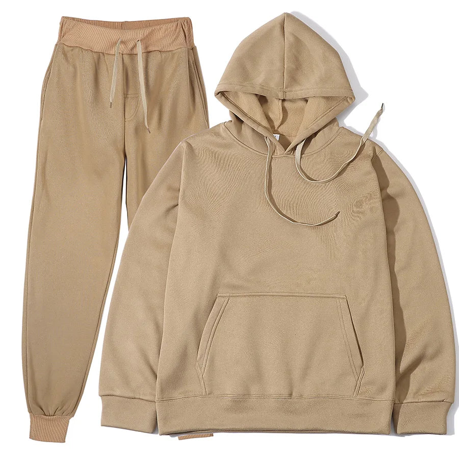 Men's Solid Color Hoodie & Pants Tracksuit Set – Fashionable Casual Sport (S–3XL)
