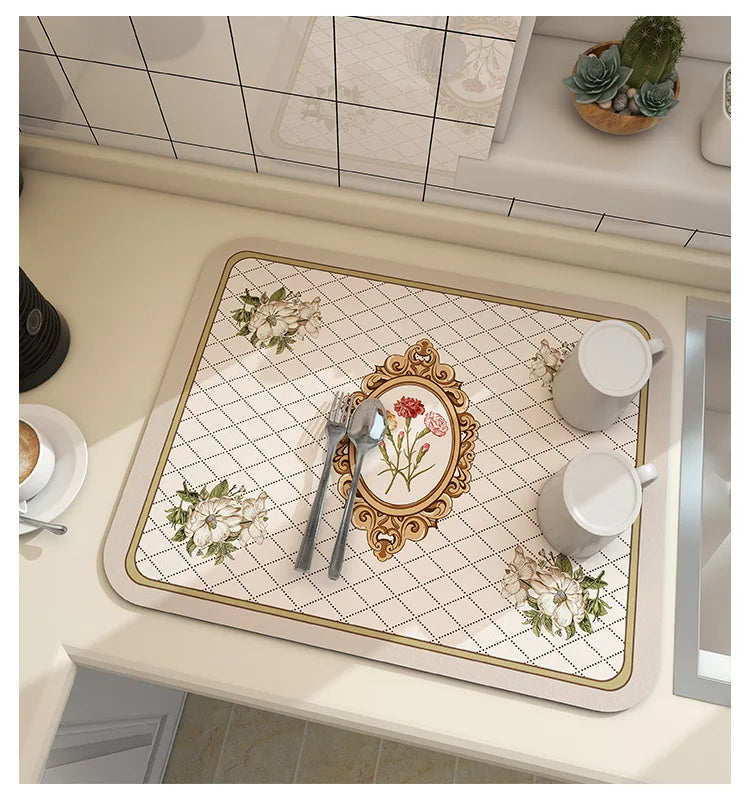 Dry Dishes. Protect Counters. Stay Stylish. — Super Absorbent Kitchen Dish Drying Mat | Anti-Slip, Quick Dry, Drain Pad, 4 Sizes, Multiple Colors