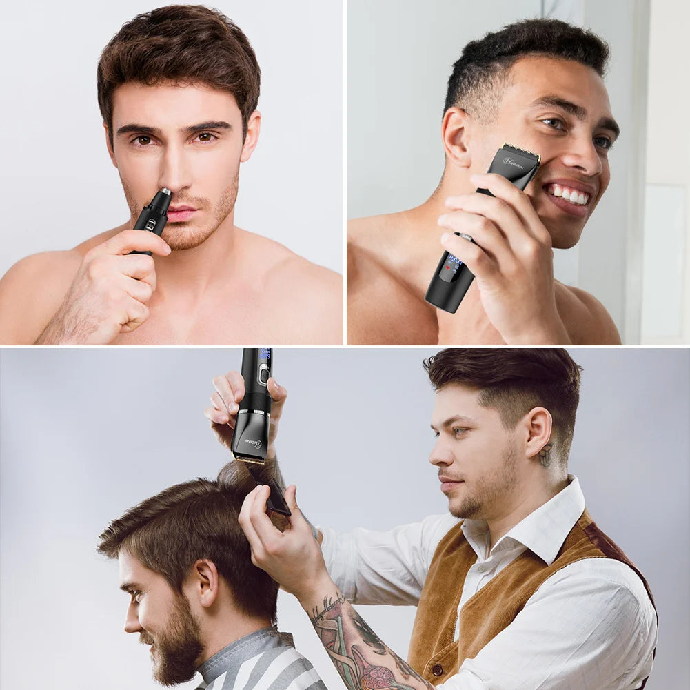 HATTEKER Multifunction Hair Clipper & Nose Trimmer – Waterproof, 120-Min Runtime, USB Fast Charge