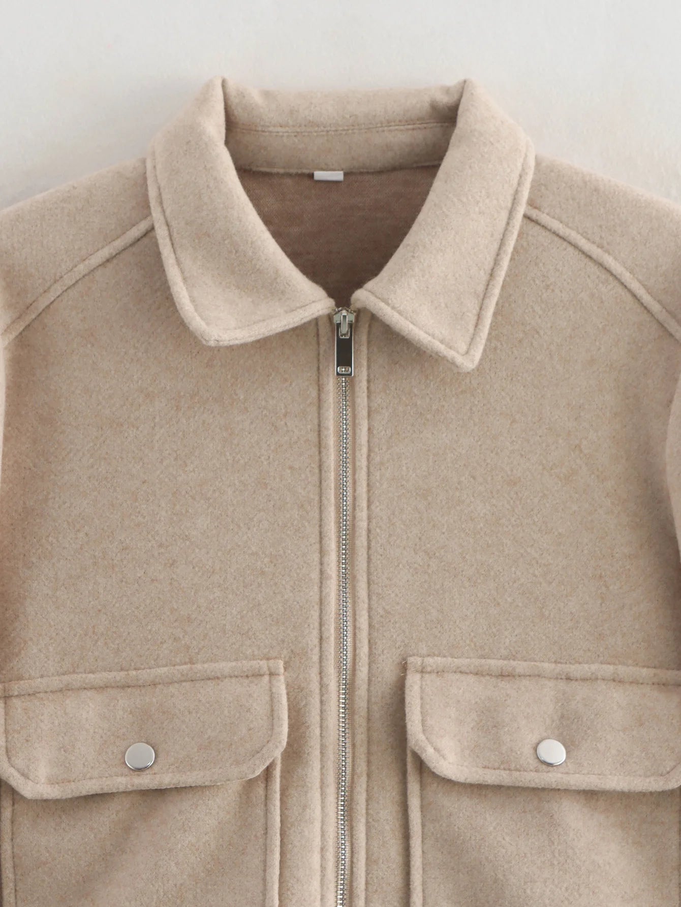 Women's Short Zip-Up Jacket Coat – Elegant Street Outerwear with Pockets