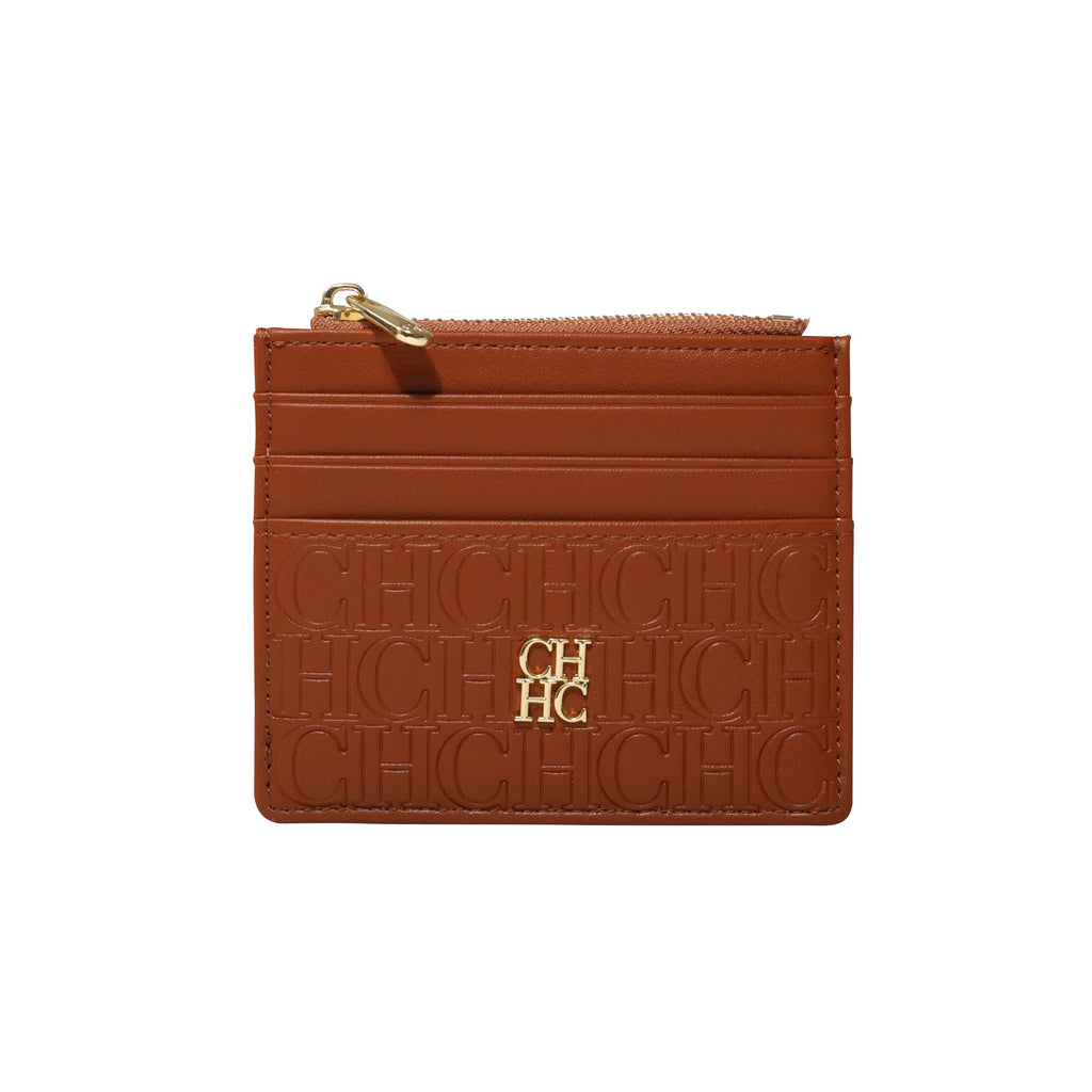 CH Letter Accent PU Leather Card Case Wallet – Elegant Compact Designer Wallet for Women